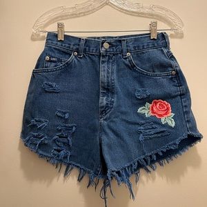 Lee Embroidered Jean Shorts - Vintage & Repurposed